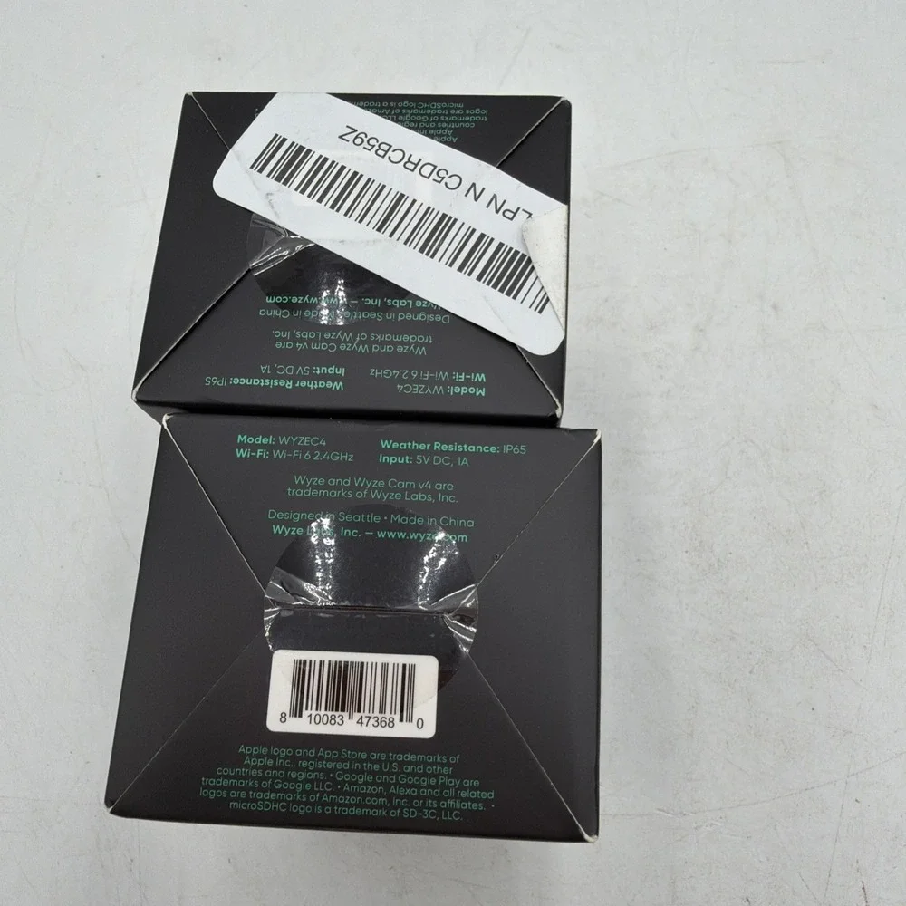Lot Of 2 Wyze Cam V4 2.5K Color Night Vision Indoor/Outdoor Black Google Alexa